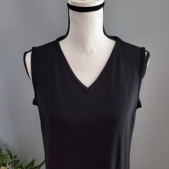 Talbots Classic Black Sleeveless Long Sheath Dress M - Picture 3 of 7